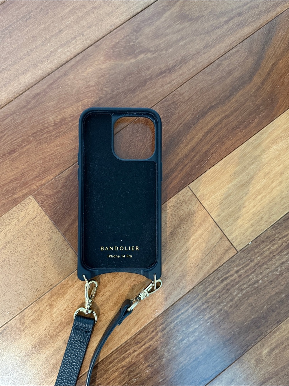 Bandolier Black Crossbody Phone Case Gold Hardware Card Pocket 14 PRO Hailey - Picture 3 of 8